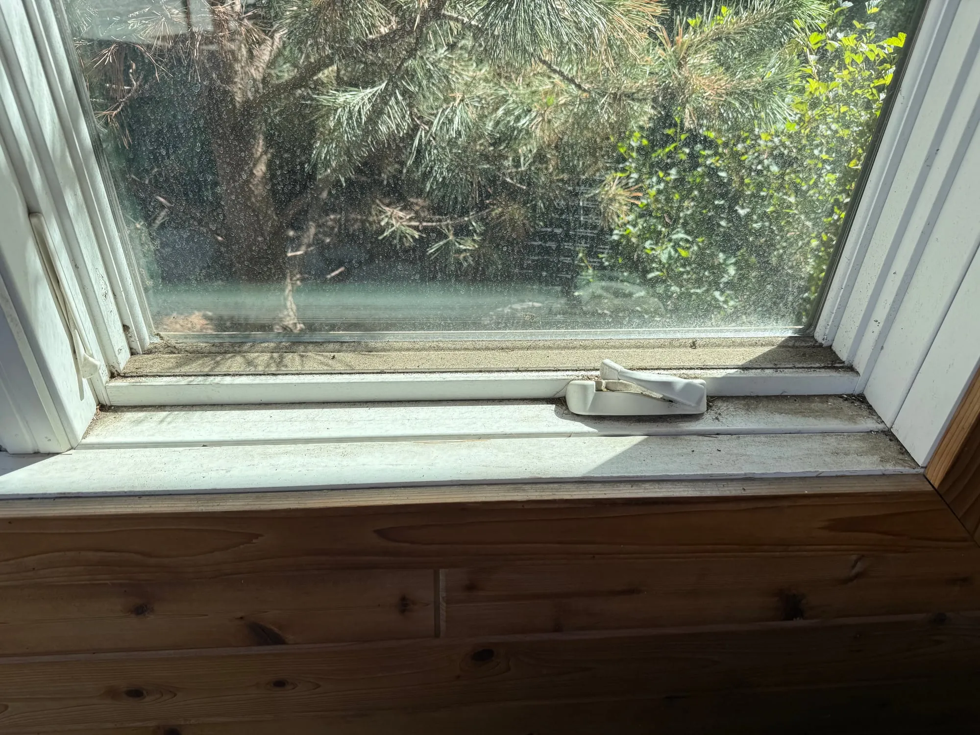 Interior window sill before cleaning